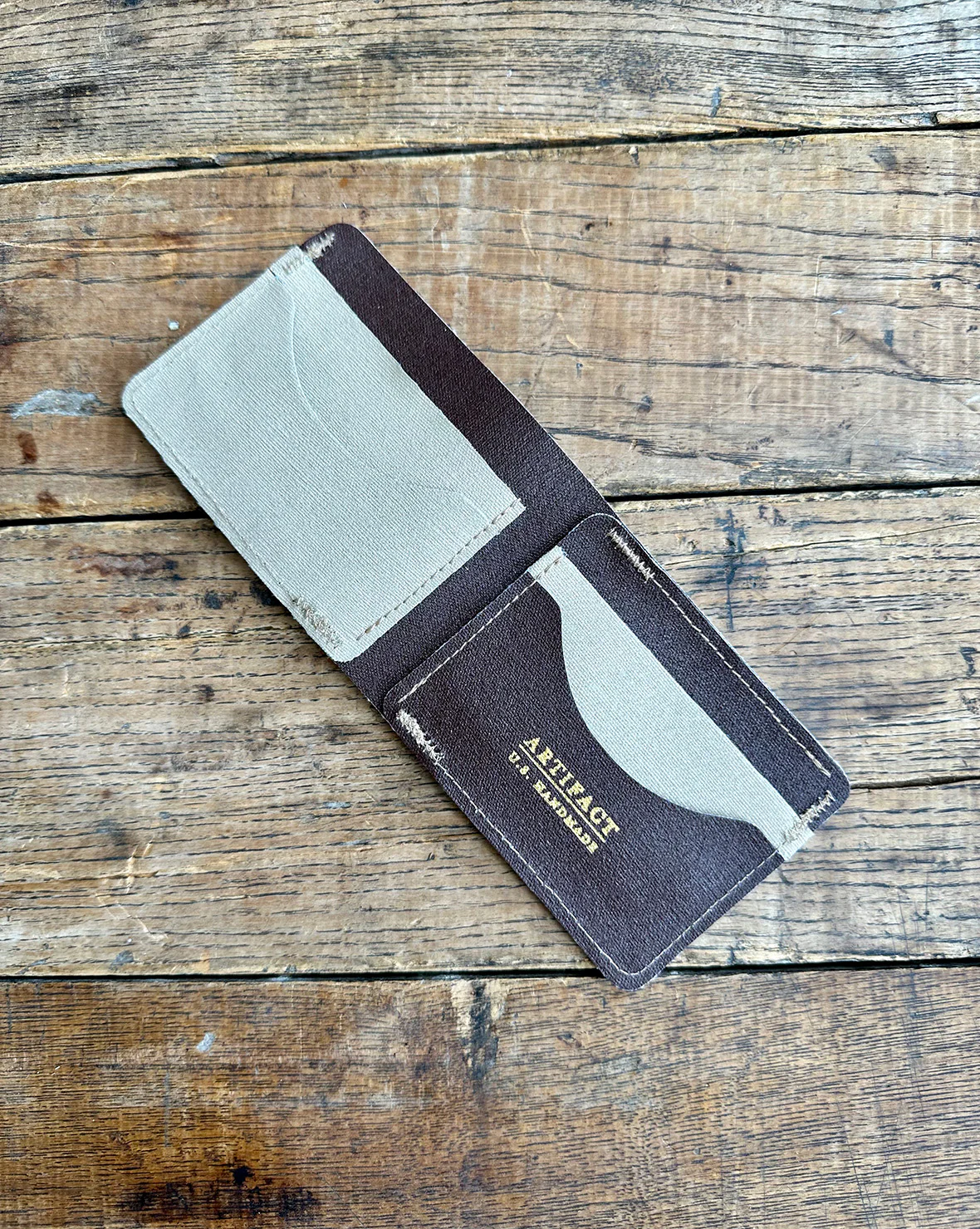 Bifold Wallet in Upcycled Antique Awning Canvas - SALE - Image 3