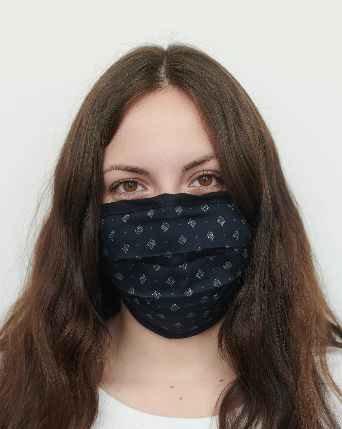 Cotton Mask w/ Ties - Indigo Foulard Pattern • Black Sliders - SALE - Image 4
