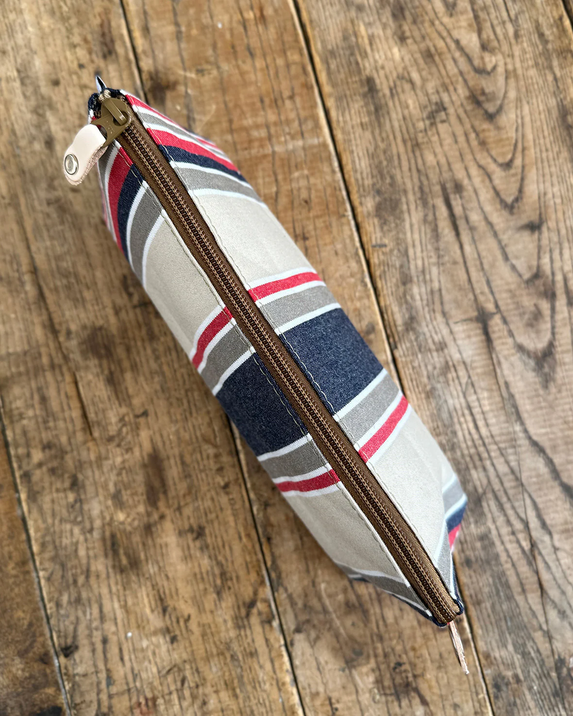 Knitting & Crochet Zip Pouch - Upcycled Boardwalk Stripe - Image 3