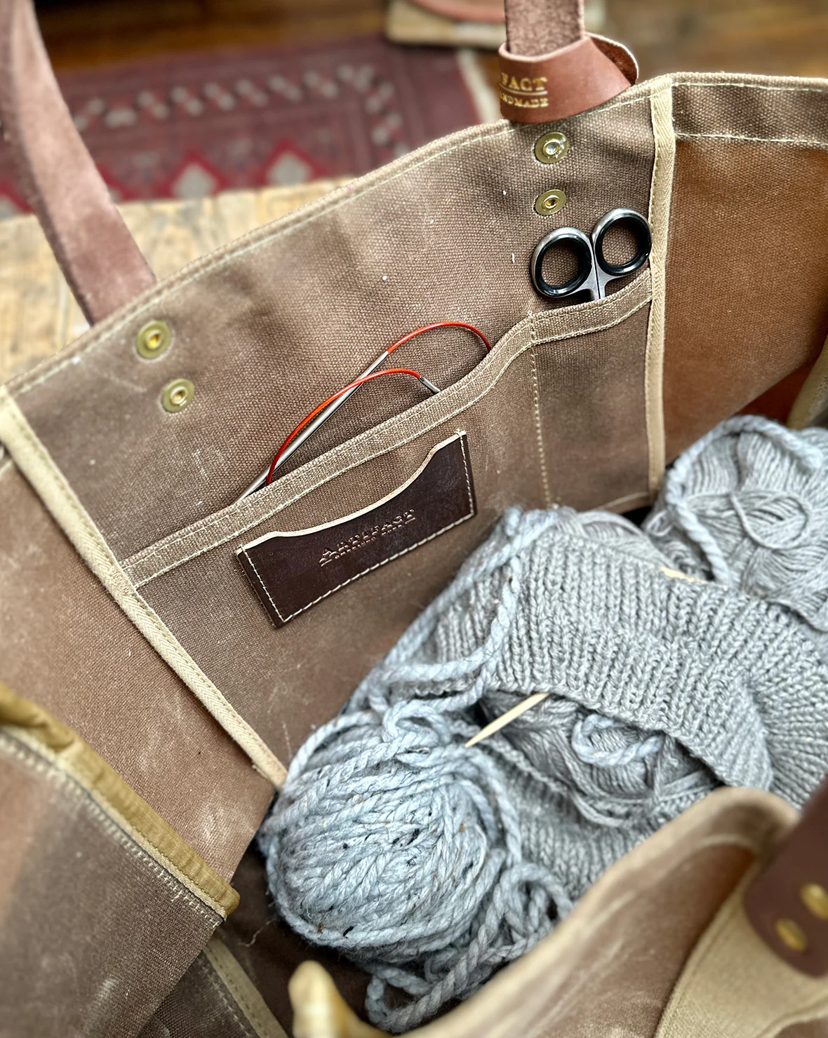 Large Project Tote Bag in Waxed Canvas - Image 6
