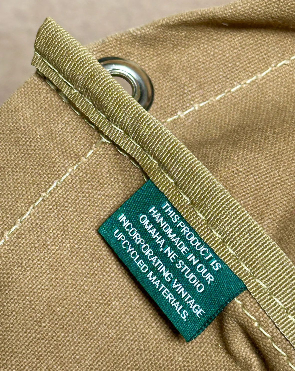Market Tote in Waxed Canvas & Upcycled Awning - Image 9