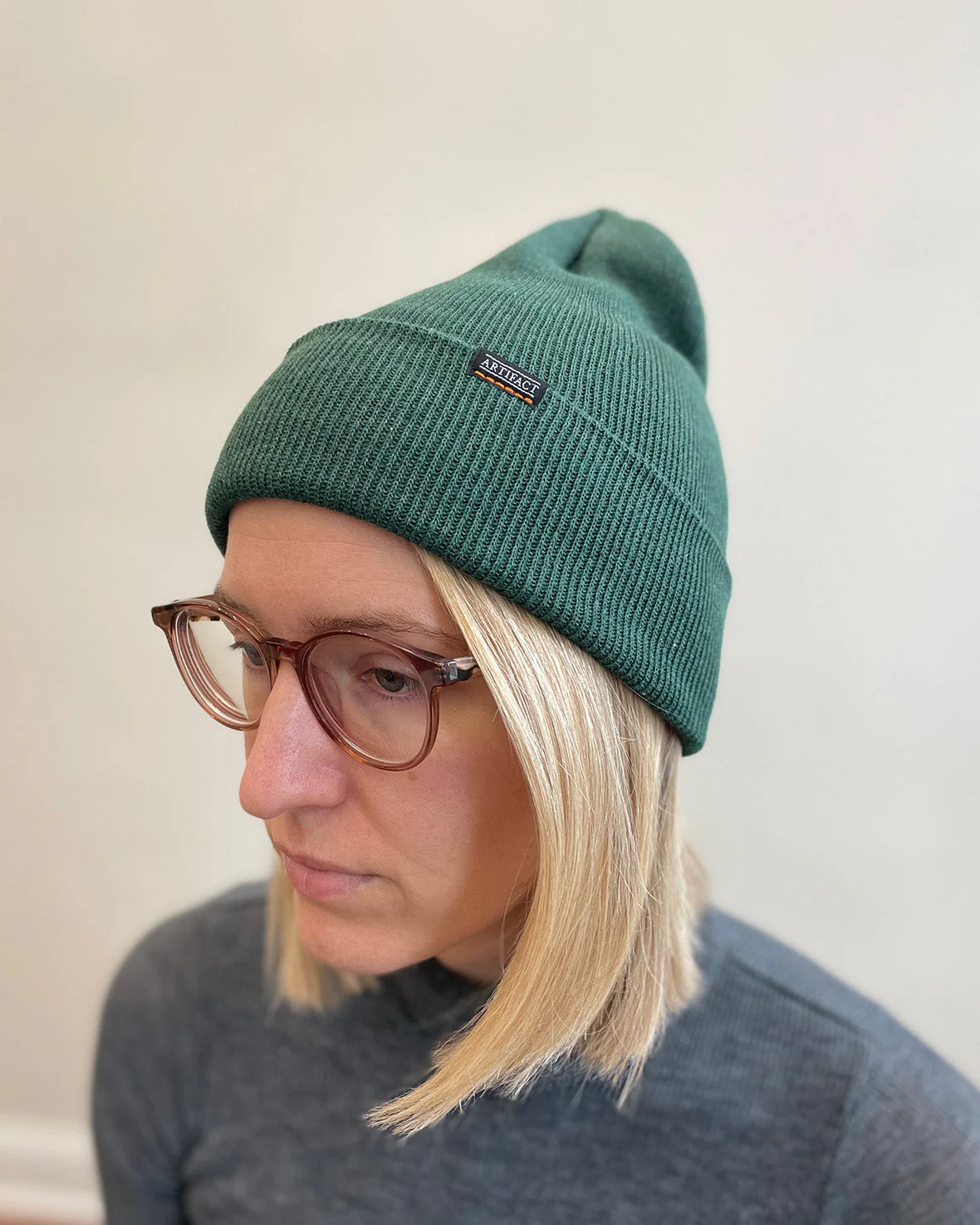 Red Cotton Knit Beanie Cap - Image 4