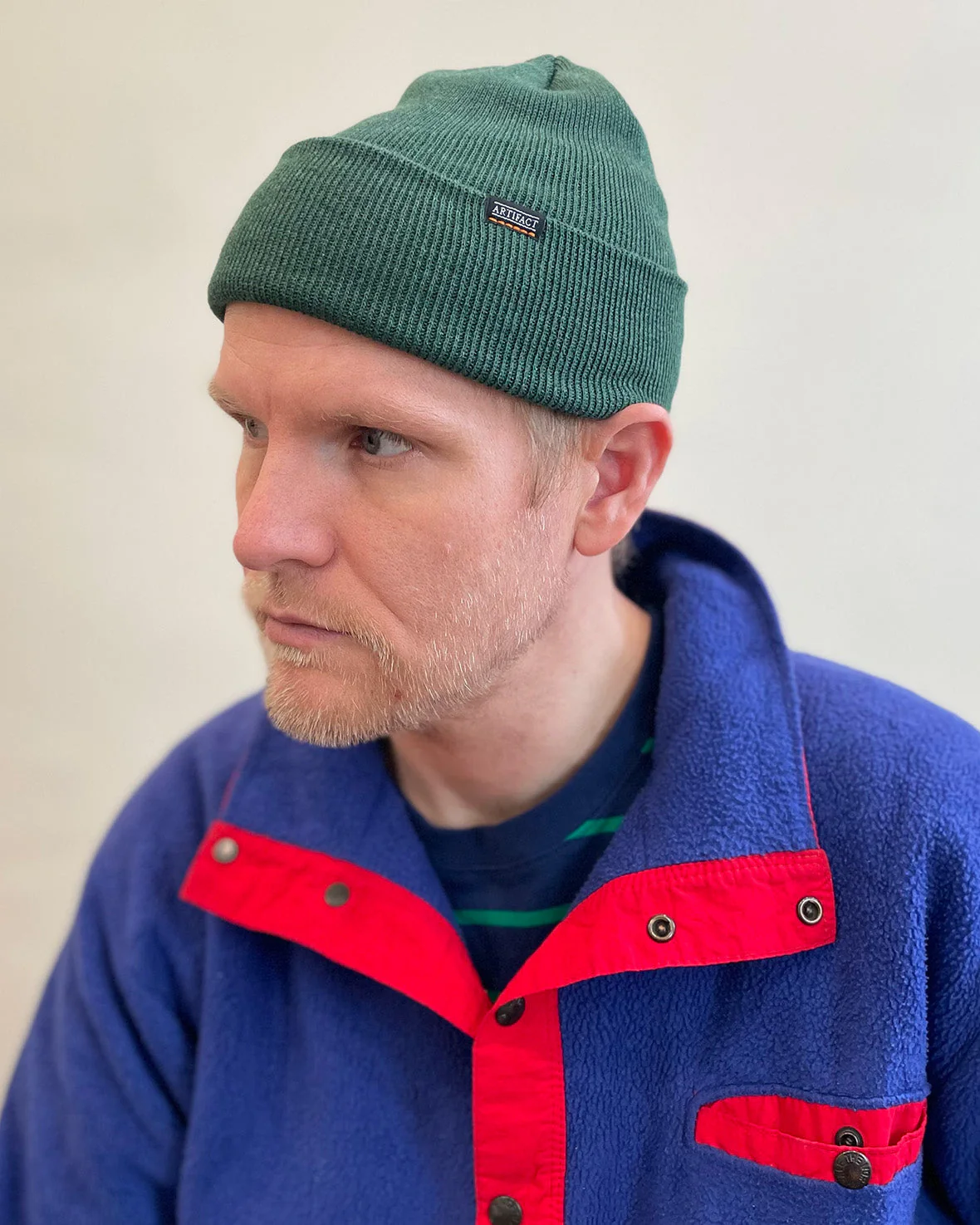 Red Cotton Knit Beanie Cap - Image 5