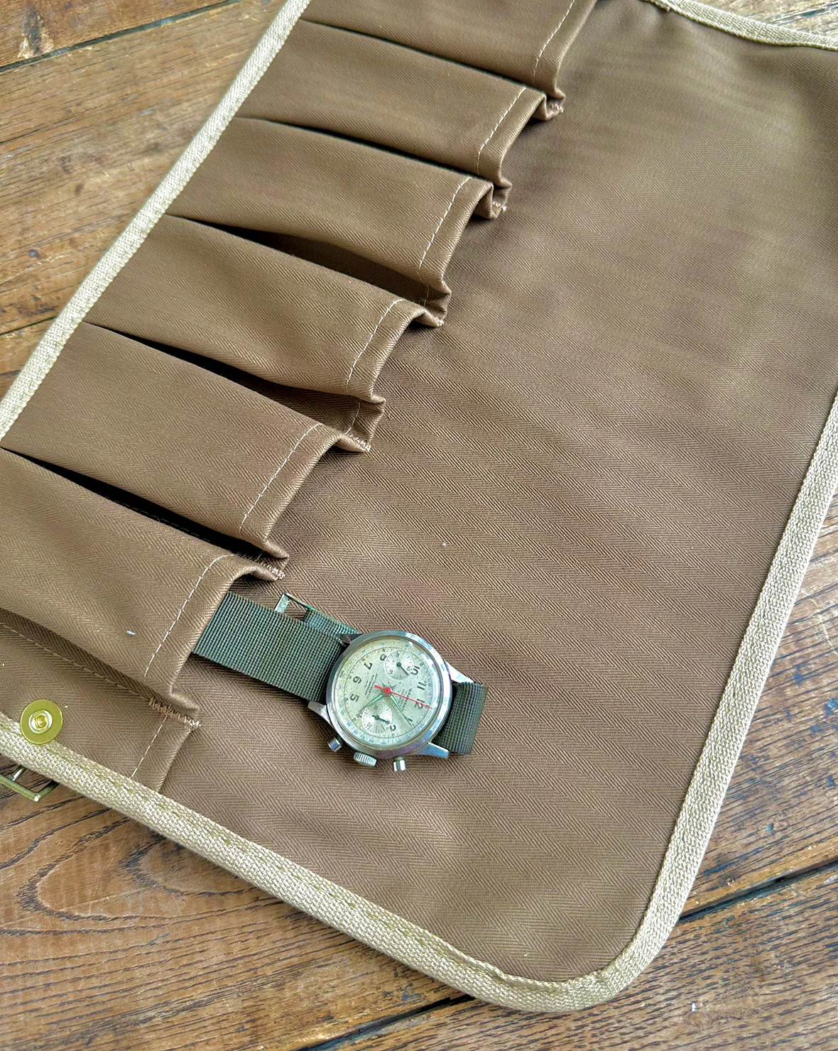 Watch Roll in Waxed Canvas & Leather - Image 4
