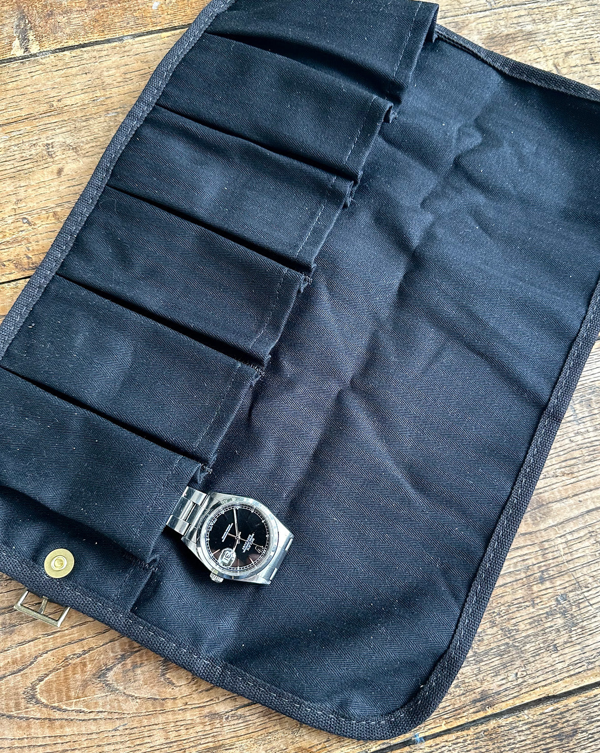 Watch Roll in Waxed Canvas & Leather - Image 7