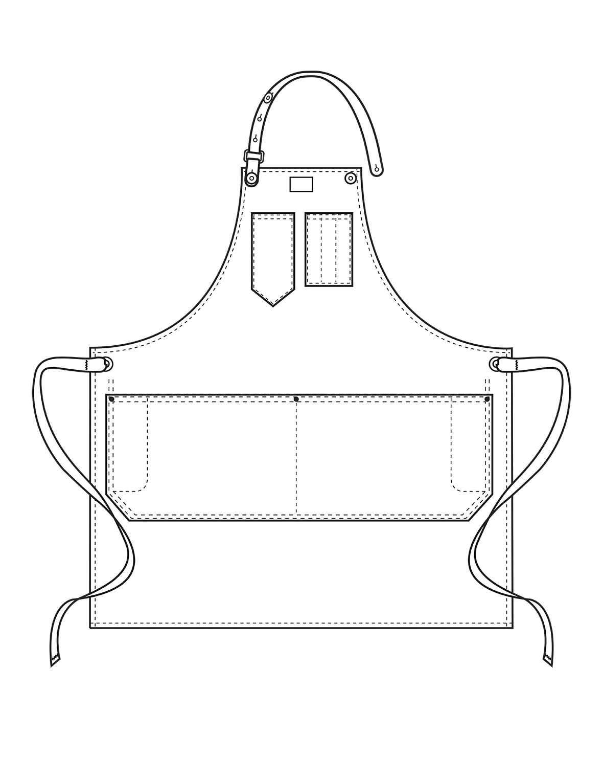 Workshop Apron w/ Removable Leather Strap in Cone Mills Denim - Image 12