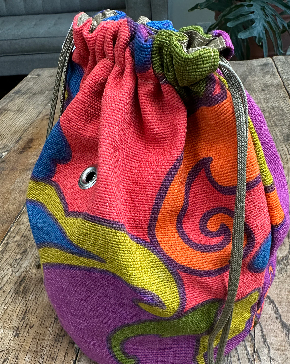 Yarn Skein Sack in Up-Cycled Psychedelic - Image 2